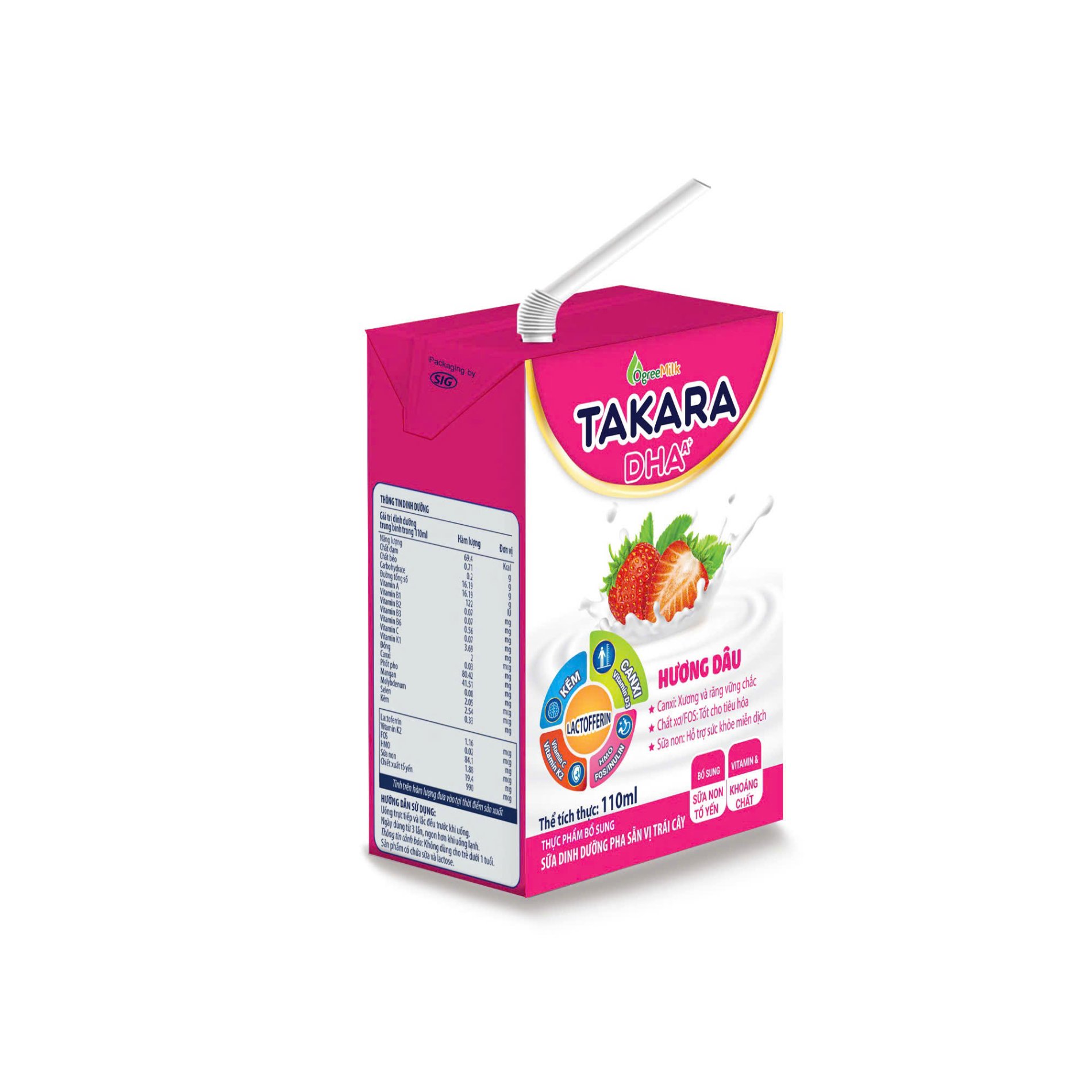 SỮA PHA SẴN TAKARA DHA IQ Grow hương Dâu